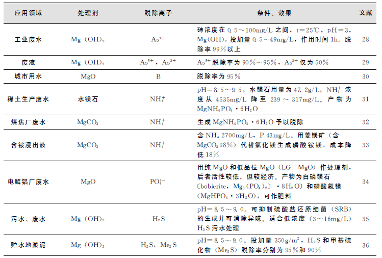 氧化鎂、氫氧化鎂脫除非金屬離子的研究與應(yīng)用