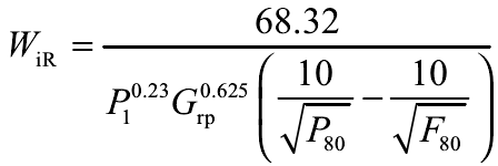 試驗要求對給料、產品粒度進行篩分，用于獲取Bond棒磨功指數。具體公式為