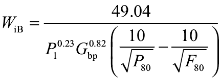 試驗要求對給料、產品粒度進行篩分，用于獲取Bond球磨功指數。具體公式為：