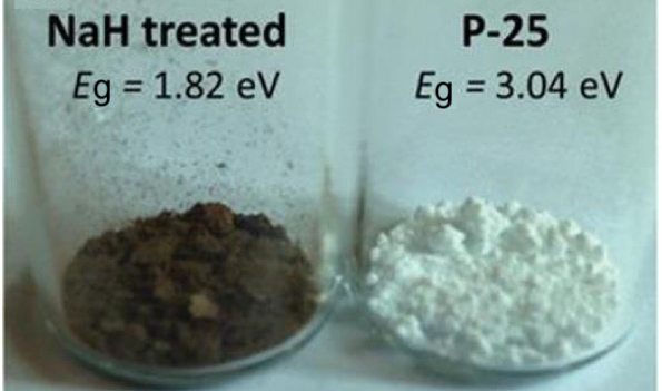 圖 4 NaH還原的TiO2與商用P25