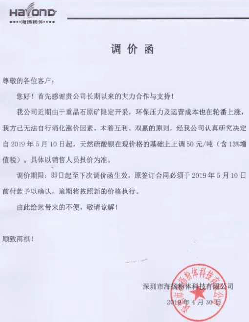 重晶石限采！天然硫酸鋇價(jià)格上漲50元/噸！