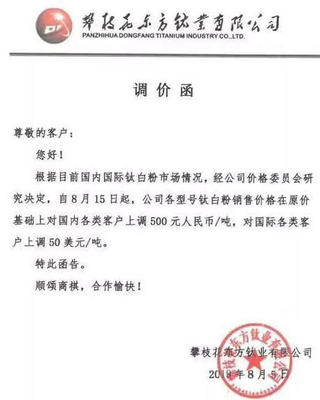 十多家企業(yè)宣布提價，鈦白粉再掀漲價潮！