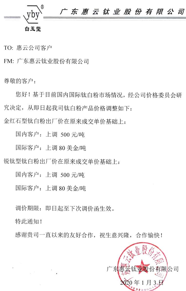 大雪擋不住的火熱！15家鈦白粉企業(yè)宣布漲價！