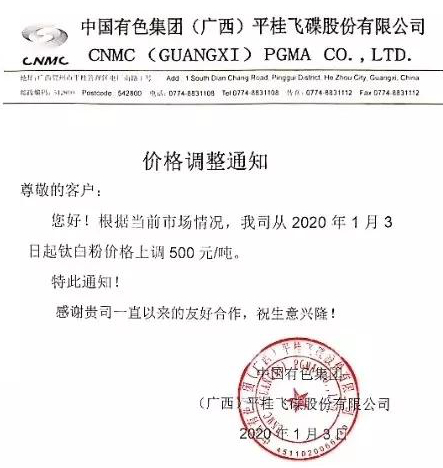 大雪擋不住的火熱！15家鈦白粉企業(yè)宣布漲價！