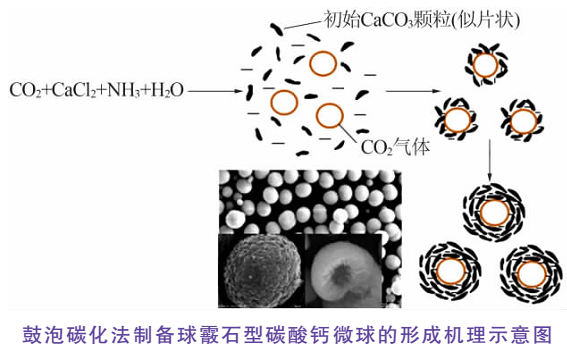 分散鼓泡碳化法制備球霰石型碳酸鈣微球工藝及影響因素 　　
