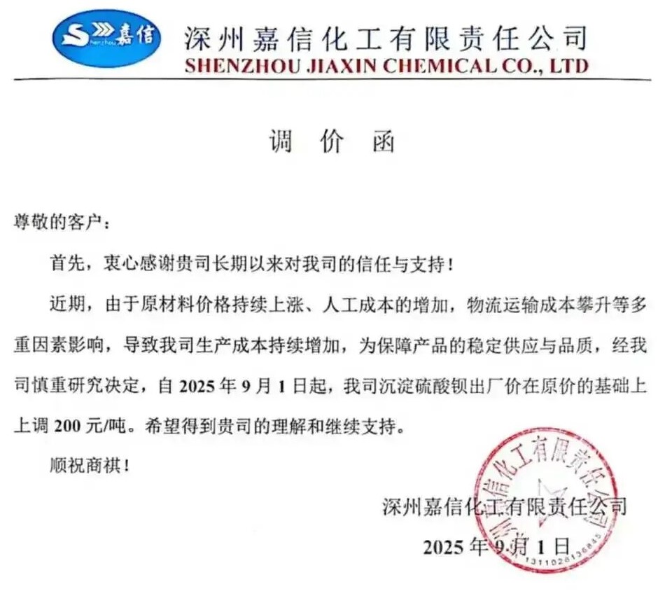 上調(diào)200元/噸，硫酸鋇價(jià)格繼續(xù)走高！